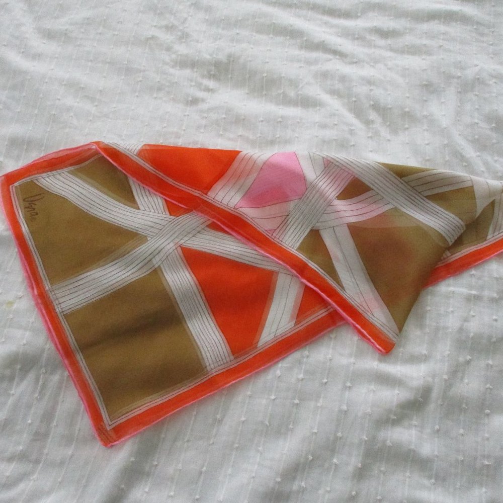 1960s sheer MCM scarf by Vera Neumann - Picture 2 of 6